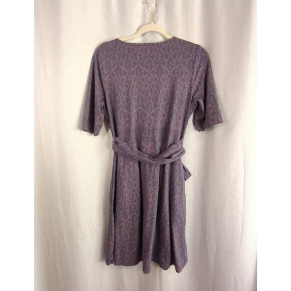 Toad and Co Cue Wrap Dress Womens Medium Blue Geometric Pockets - Picture 6 of 6